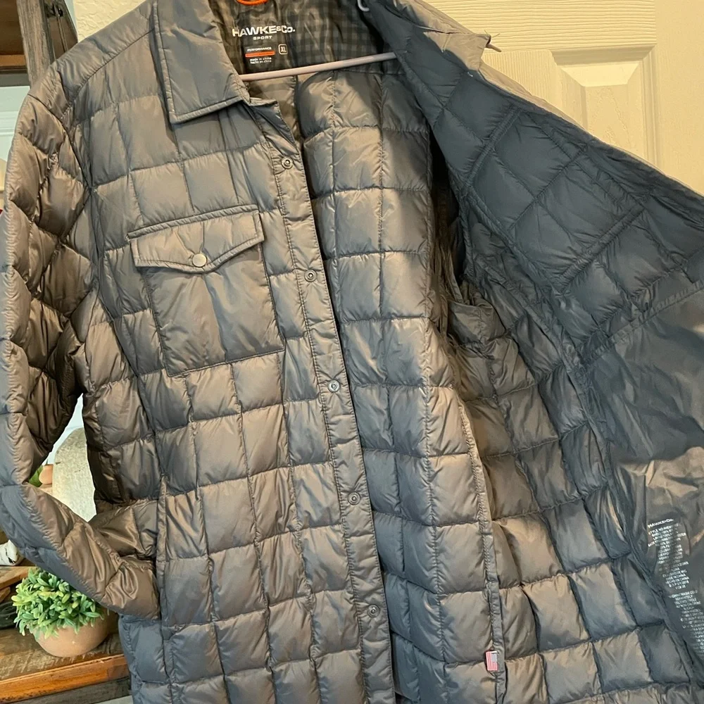 Hawke & Co sport Performance Gray snap up long sleeve duck down puffer jacket XL